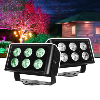 6x5W IP65 防水 RGBW 4IN1 屋外風景用 LED 洪水灯 DM512 コントロール