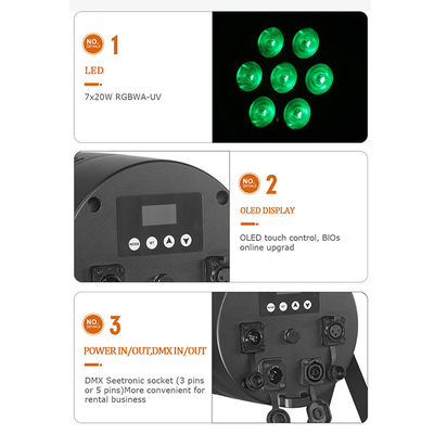 防水無線DMX 屋外 7x20W RGBWA UV 6in1 IP65 LED パールライト アップライト 外部