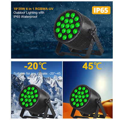 屋外ステージライト IP65 防水 18x20W LED パー RGBWA + UV 6 in 1 DMX512 ウォッシュライト ウェディング パーティー ディスコ イベント 建物のファサード用