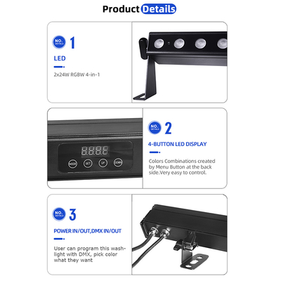 IP65 バッテリー電源 LED ウォールウォッシャー 12pcsx2W Rgbw 4in1 LEDバー 屋外用ライト