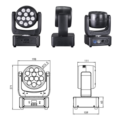 イベントショー ステージ照明 設備 DMX ビーム RGBW 12x8w LED ウォッシュ 動くヘッドライト