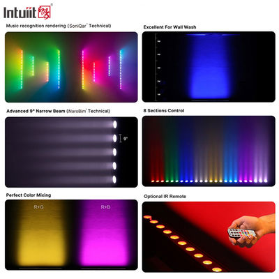 24x2W RGBW 4-in-1 LED リニアウォールウォッシャーバー — DMX512 サウンドアクティブ ステージウォッシュライト (建物・イベント用)