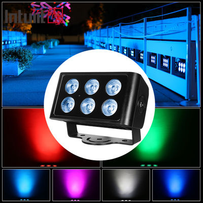 屋外 6x5W RGBW 4in1 LED 洪水照明 IP65 防水 DMX512 建築洗浄光 建物庭の玄関用壁洗浄機