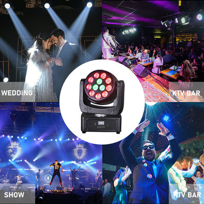 イベントパーティー照明用 12X8W RGBW 4IN1 LED ムービングヘッドウォッシュステージライト サウンドアクティブ