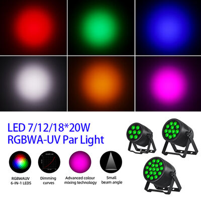 LED 7/12/18X20W Rgbwa Uv 6In1 防水 DMX 512 屋外プロジェクト用 LED パールライト