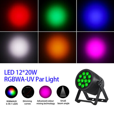 プロフェッショナルIP65防水LEDパーライト12x20W RGBWA + UV 6in1 DMX512ステージウォッシュライト屋外ウェディングパーティーイベントDJディスコ用