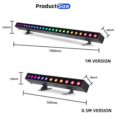 Waterproof LED Wash Light Bar 12/24x2W RGBW 4-in-1 IP65 Aluminum DMX512