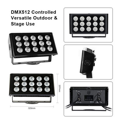 15x5W RGBW 4-in-1 IP65 アウトドア LED 洪水照明 DMX512 防水 広範囲照明 庭,ステージ & 建物照明