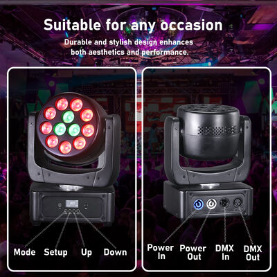 ホットセール 12pcs 8W RGBW 4in1 ミニ LED ビーム ウォッシュ モビング ヘッドライト DMX 制御 音声 ナイトクラブKTVのためのアクティブステージランプ
