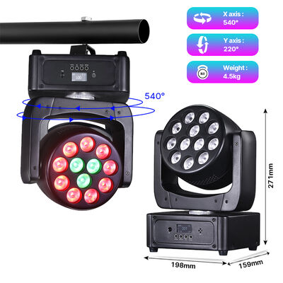 ホットセール 12pcs 8W RGBW 4in1 ミニ LED ビーム ウォッシュ モビング ヘッドライト DMX 制御 音声 ナイトクラブKTVのためのアクティブステージランプ