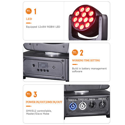 ホットセール 12pcs 8W RGBW 4in1 ミニ LED ビーム ウォッシュ モビング ヘッドライト DMX 制御 音声 ナイトクラブKTVのためのアクティブステージランプ