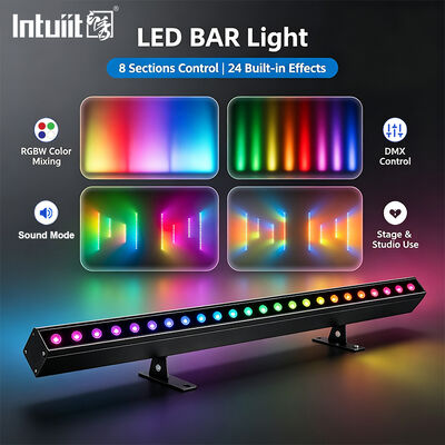 24x2W RGBW 4-in-1 LED リニアウォールウォッシャーバー — DMX512 サウンドアクティブ ステージウォッシュライト (建物・イベント用)
