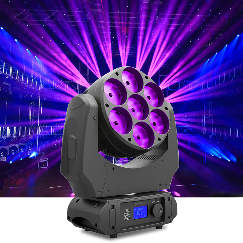 7x40w RGBW 4 イン 1 ビーム ウォッシュ LED 移動ヘッドライト ズーム DJクラブ ディスコライト