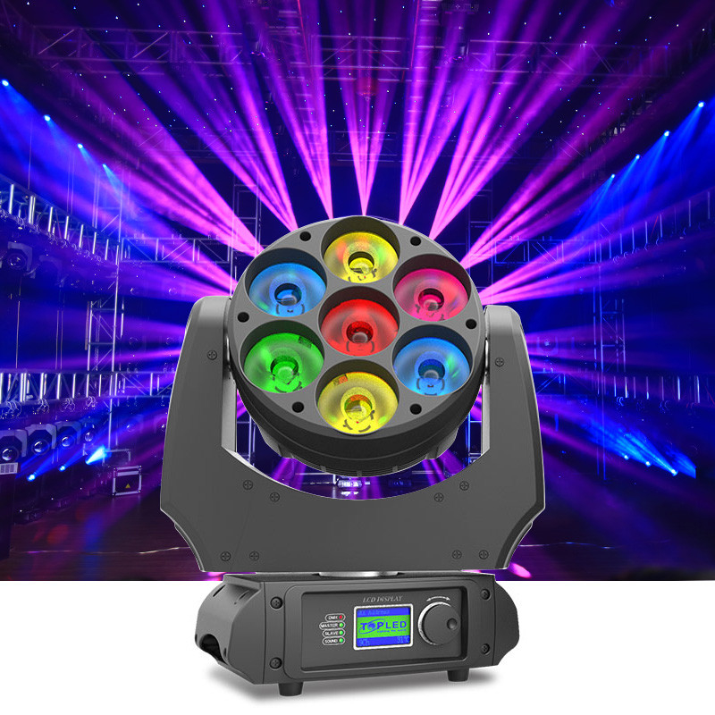1 RGBW 7x40wに付き小型段階DJ LED移動ヘッド ライト蜂の目7pcs 40w DMXのビーム洗浄ズームレンズ4