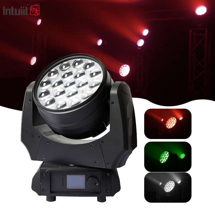 19x15w Rgbw 4in1 LED移動ヘッド ズーム洗浄 ステージ照明 ビーム LED移動ヘッドライト