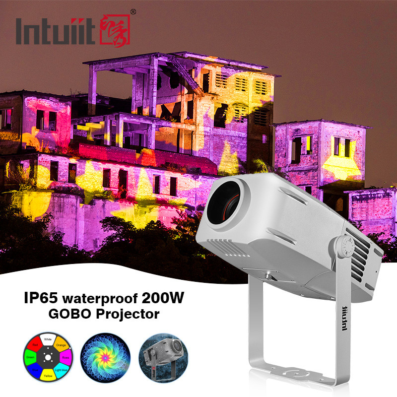 200Wプロフェッショナル 屋外防水 IP65 LED ロータリー ゴボ ロゴ 広告 ロタータ プロジェクター 投影照明