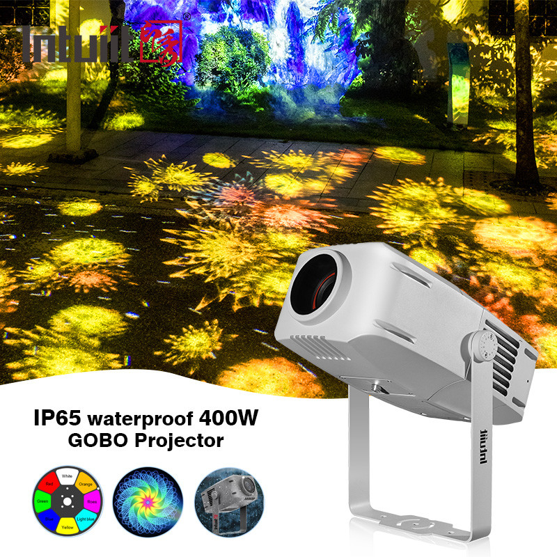 アウトドアゴボプロジェクター 400w広告プロジェクター 回転式LED防水IP65ロゴゴボプロジェクターライト
