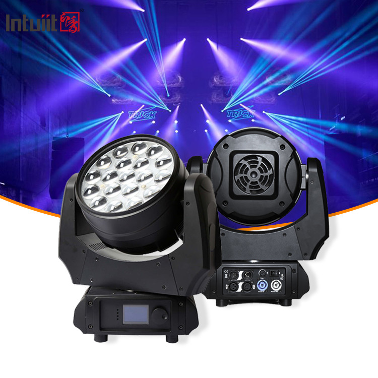 移動ヘッドライト 19x15W ズーム DJライト RGBW LEDビーム 洗濯照明 効果 ステージライト レイブ活動 ディスコイベント ショー KTV