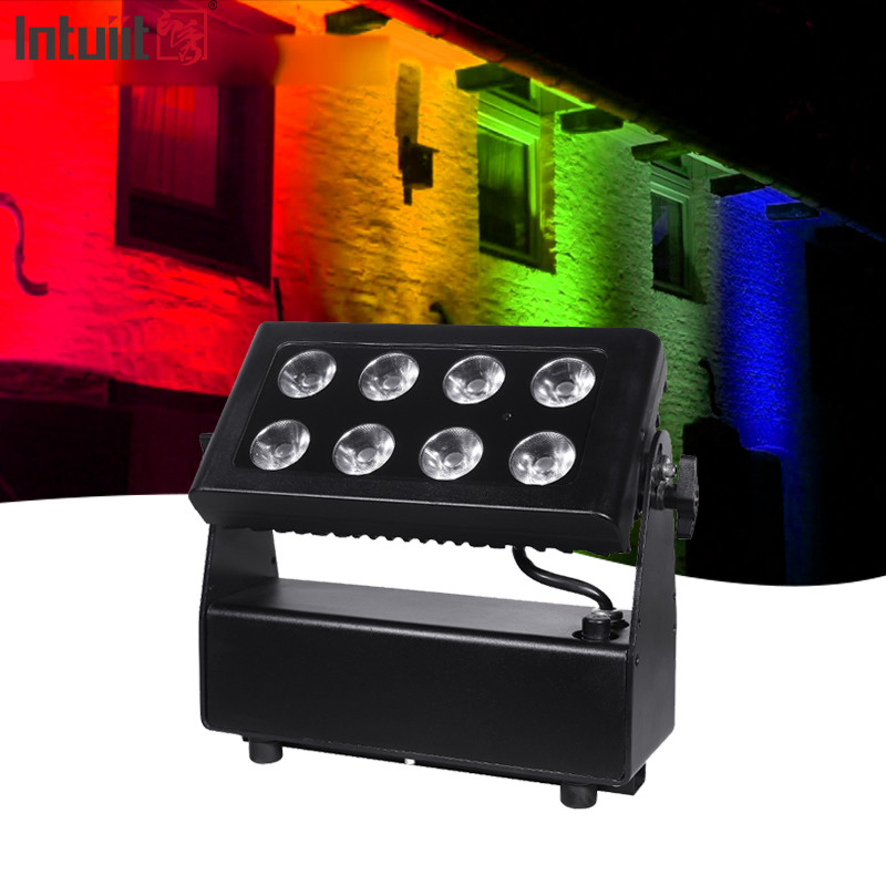 8X15W RGBW 4イン1 LED防水投光灯 DMX制御 フラットスポットライト 背景 ウォールウォッシュライト ステージライト