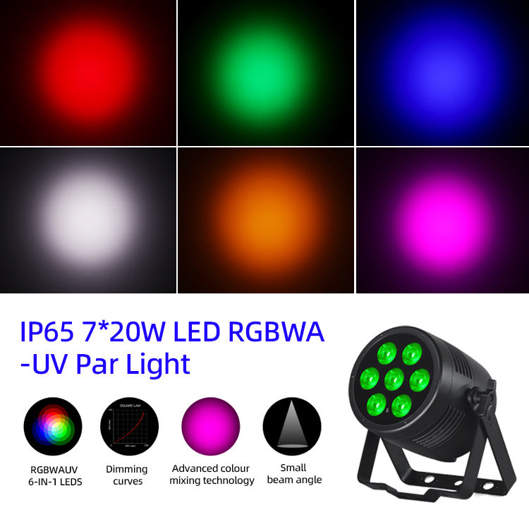 超明るい 7x20W RGBWA+UV 6in1 LED パールライト IP65 ウェディングイベントの屋外防水ステージ照明 教会パーティーのレンタル ディスコ