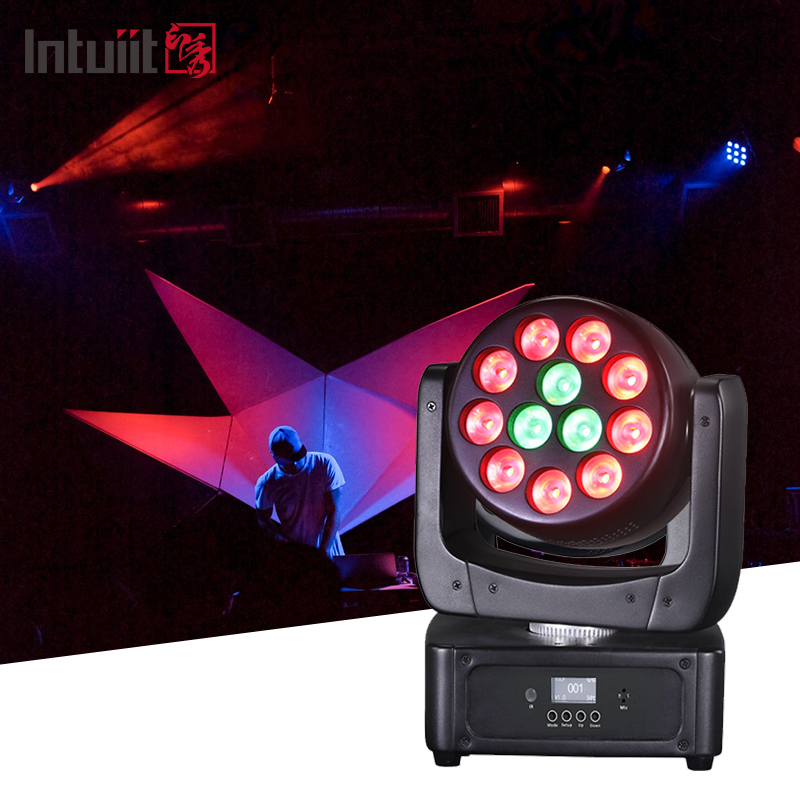 12*8W RGBW Mini Stage Lights Moving Head, DMX DJ Disco Lights Sound Activated for Christmas, Parties, Club, Concert, Wedding, Disco Events