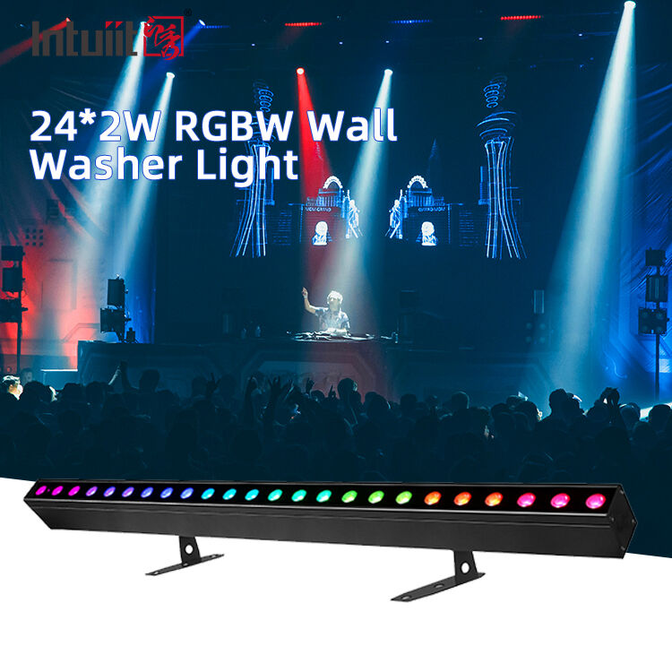 屋内 LED ウォールウォッシャーライト 24x2W RGBW DMX512 サウンドアクティブステージバー照明 IP20 リニアウォッシュライト建築インテリア装飾用