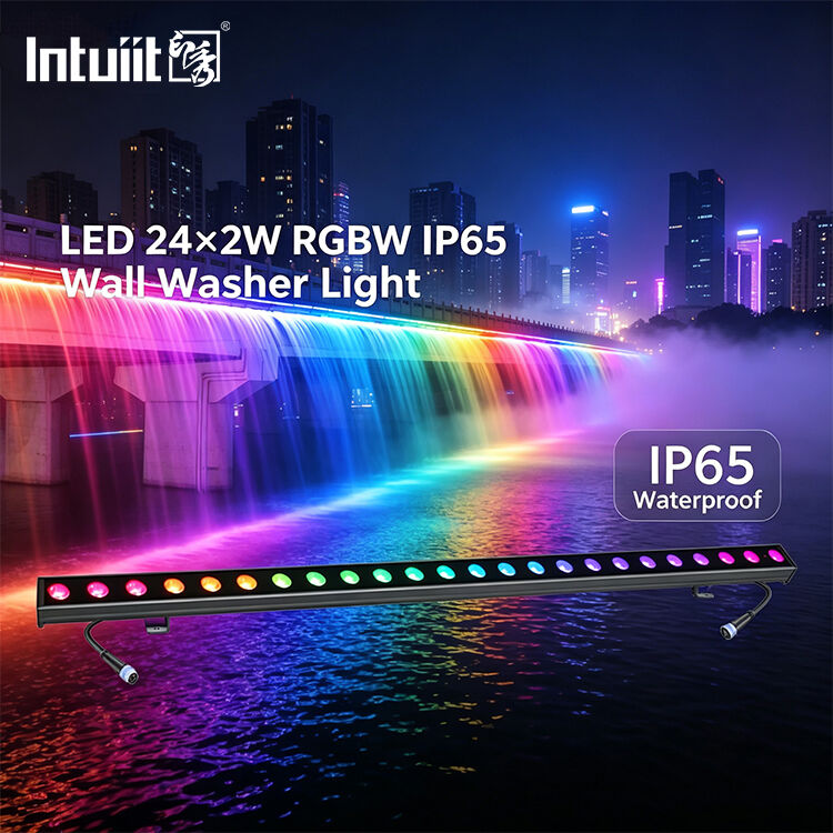 屋外LED壁洗浄バー 24x2W RGBW 4in1 IP65 防水 DMX512 線形洗浄 建物 玄関 景観 橋 ステージ 照明