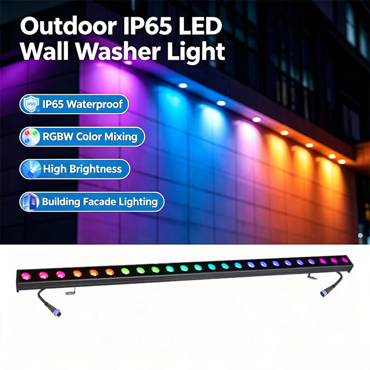 2x24W RGBW 4-in-1 IP65 屋外用LEDリニアウォールウォッシャー — 建物、橋、景観用DMX512防水ウォッシュライト