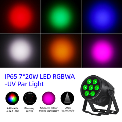 LEDパーライト 6in1 ステージアップライト 7x20W RGBWA-UV DMX512コントロール 屋外DJライト ステージ パーティー クラブ ディスコ ウェディングイベント用