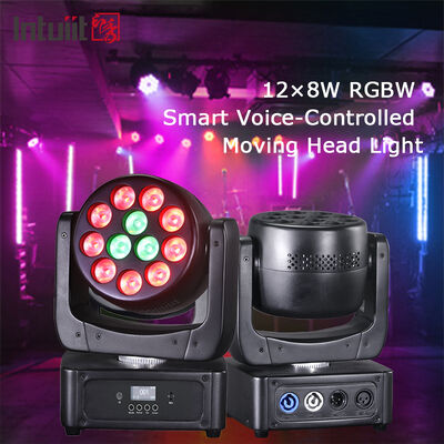 イベントパーティー照明用 12X8W RGBW 4IN1 LED ムービングヘッドウォッシュステージライト サウンドアクティブ