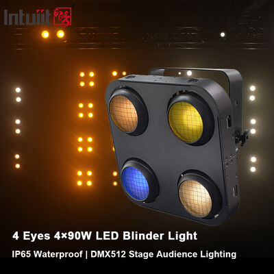 4眼LED COBブラインドライト 4x90W RGB ホワイトアンバー ステージブラインド ストローブ DMX512 ピクセル制御 パーティー用ステージライト