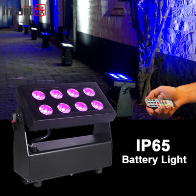 屋外 IP65 防水 8x15W RGBW 4 in 1 バッテリー駆動ワイヤレス DMX LED フラッドライトステージウォッシュライト