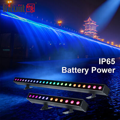 2x12W/24W RGBW 4-in-1 IP65 バッテリー駆動 LED ウォールウォッシャーバー — ステージ、建物、イベント用コードレスワイヤレス DMX512 ウォッシュライト